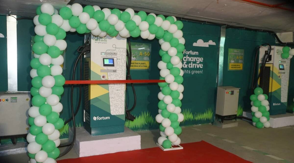 At this EV-charging hub in Bengaluru, 50 cars can be charged at one time